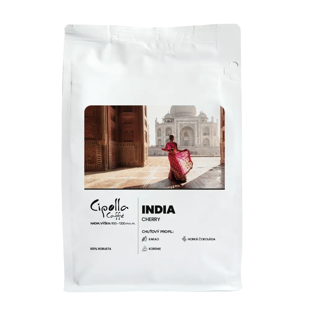 Cipolla Caffé India Cherry – prémiová zrnková káva 100% Robusta (250 g) — čerstvo pražená zrnková káva | Cipolla Caffé