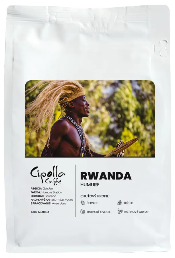 Rwanda Humure, balenie 250 g čerstvo praženej zrnkovej kávy Cipolla Caffé