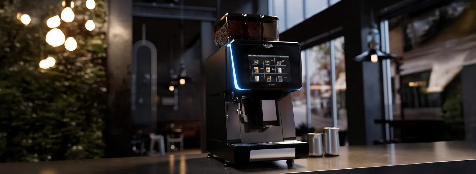 Automat Gaggia G 700 na bare vo večernom svetle