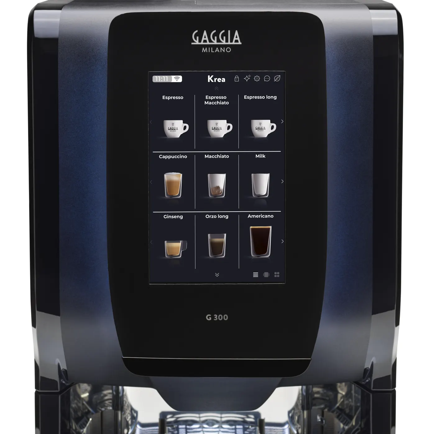 10-palcový dotykový displej automatu Gaggia G 300 s ponukou nápojov