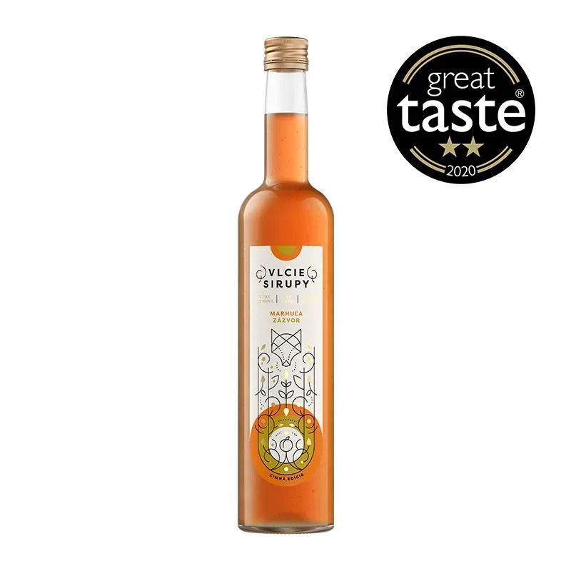 Marhuľa – Zázvor, sirup Vlčie sirupy na limonády a drinky, fľaša