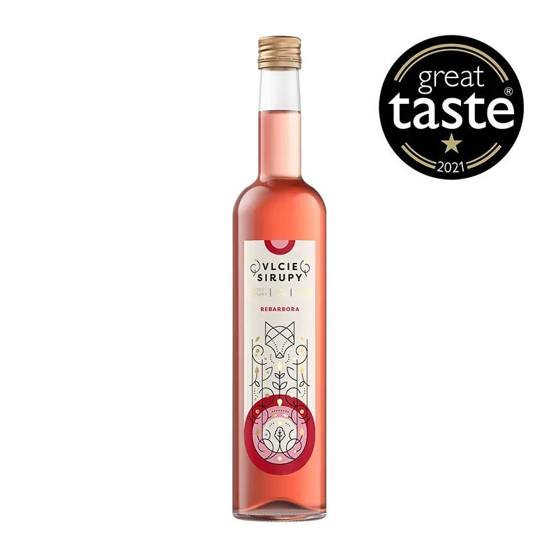 Rebarbora, sirup Vlčie sirupy na limonády a drinky, fľaša