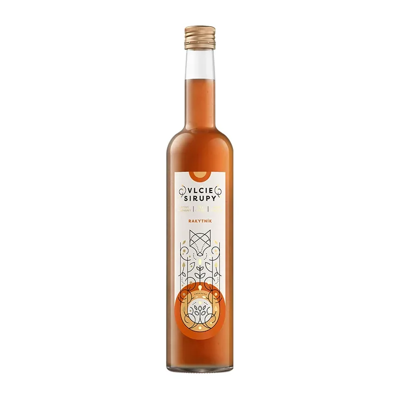 Rakytník, sirup Vlčie sirupy na limonády a drinky, fľaša