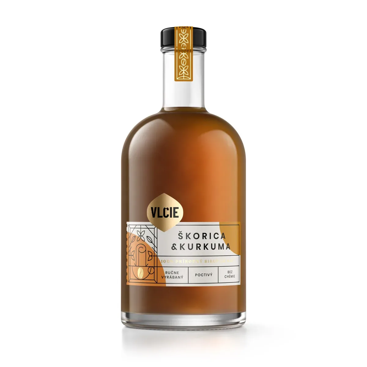 Škorica a kurkuma – sirup do kávy Vlčie sirupy, fľaša 0,5 l
