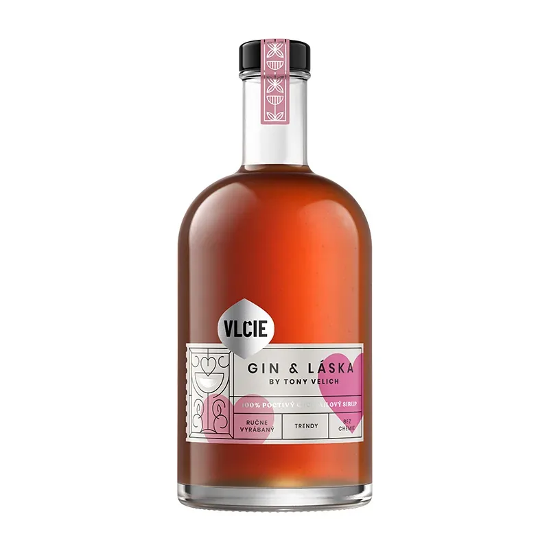 Gin a Láska – sirup do koktailov Vlčie sirupy, fľaša 0,5 l