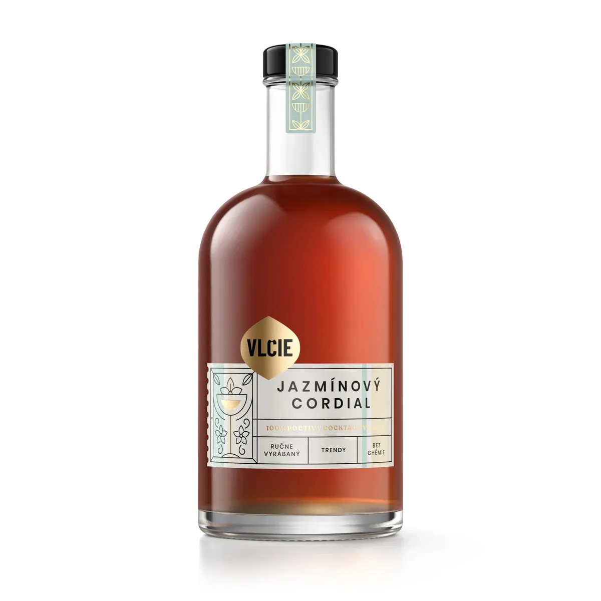 Jazmínový Cordial – sirup do koktailov Vlčie sirupy, fľaša 0,5 l