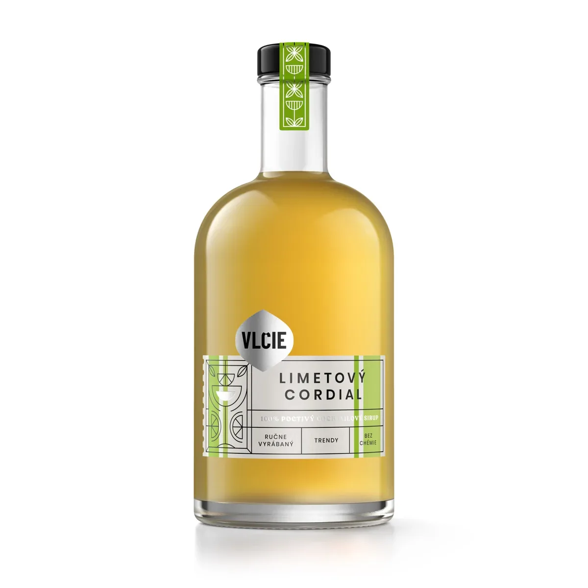 Limetový Cordial – sirup do koktailov Vlčie sirupy, fľaša 0,5 l