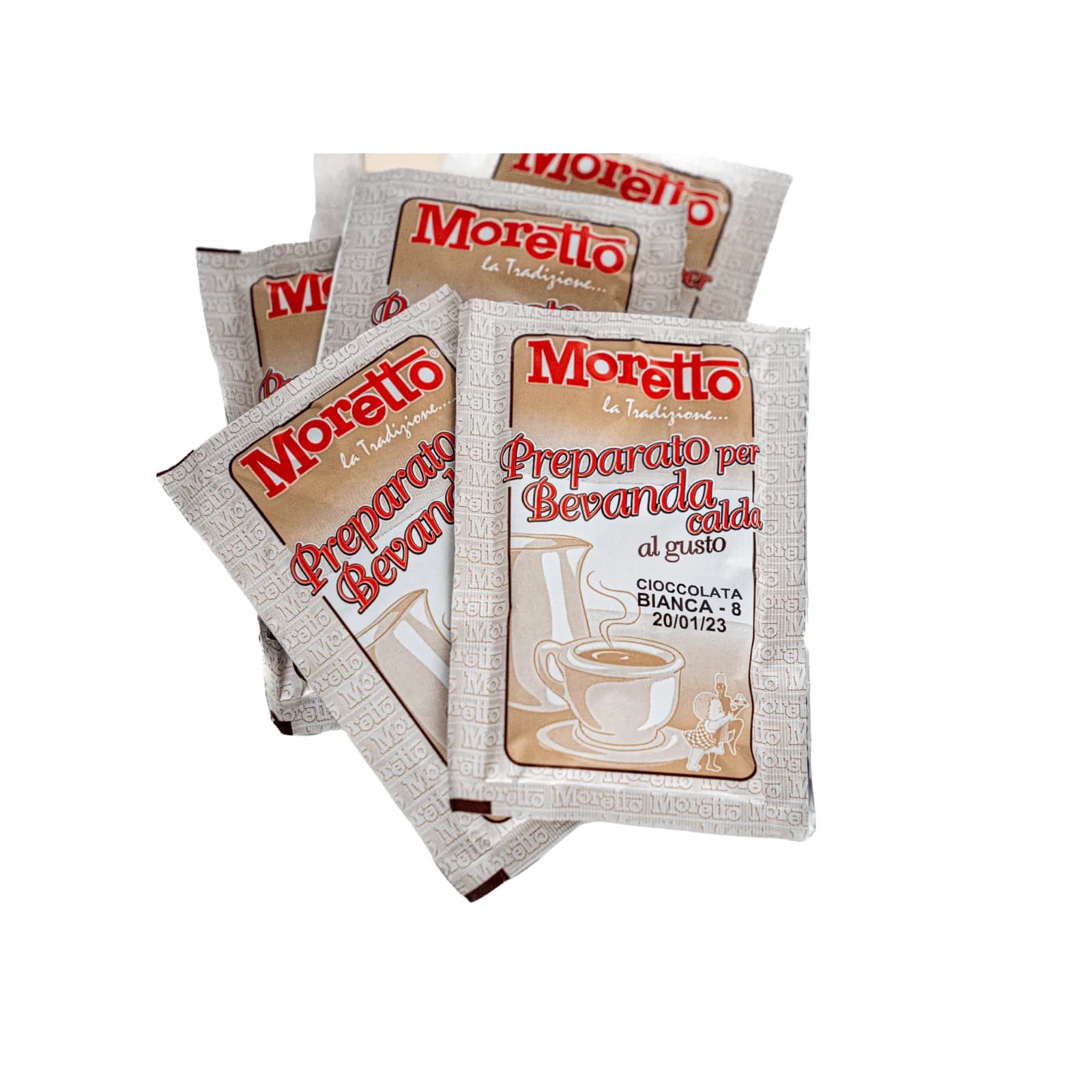 Moretto biela čokoláda prášková 50 × 25 g (balenie 1,25 kg) — kávové príslušenstvo | Cipolla Caffé