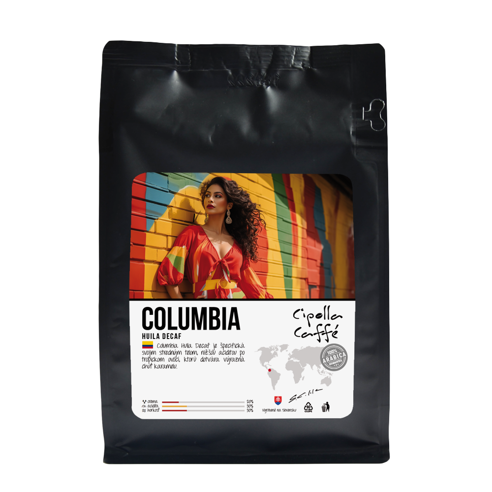 Cipolla Caffé Columbia Huila decaf – bezkofeínová zrnková káva 250 g