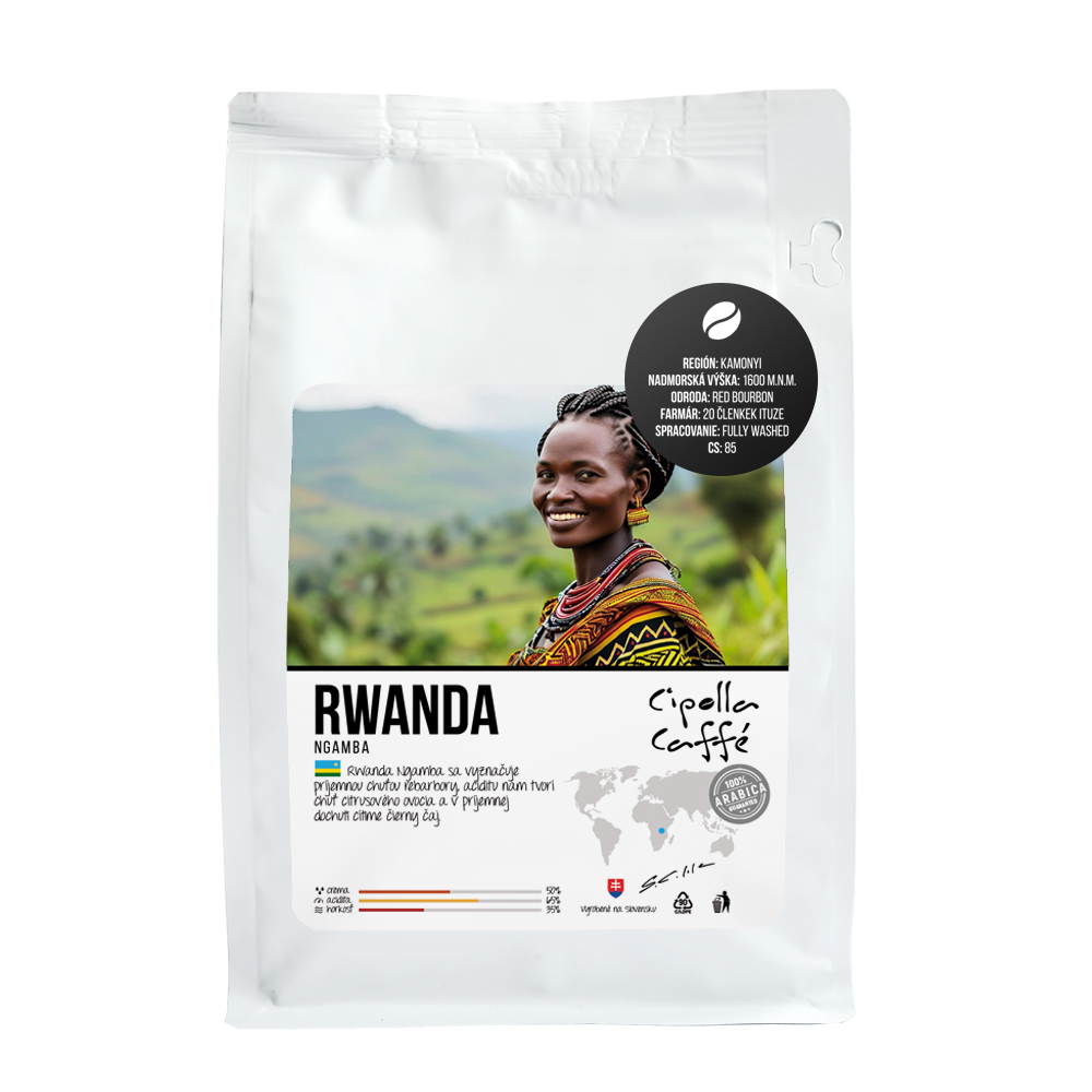 Rwanda Ngamba sa vyznačuje príjemnou chuťou rebarbory, aciditu nám tvorí chuť citrusového ovocia a v príjemnej dochuti cítime čierny čaj.